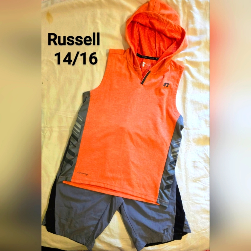 Russell Athletic Orange and Gray Athletic Shorts